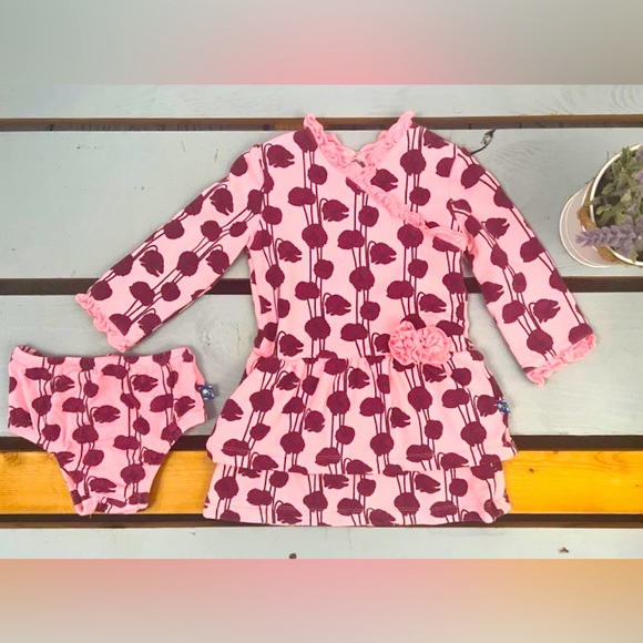 Kickee Pants 0-3 Month Dress with Matching Diaper Cover (Rare Set!) - Picture 1 of 5